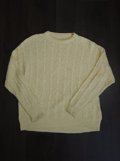 Pale Yellow Cable Designed Knitted Jumper