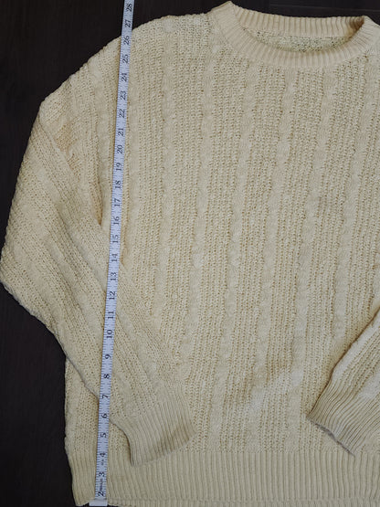 Pale Yellow Cable Designed Knitted Jumper