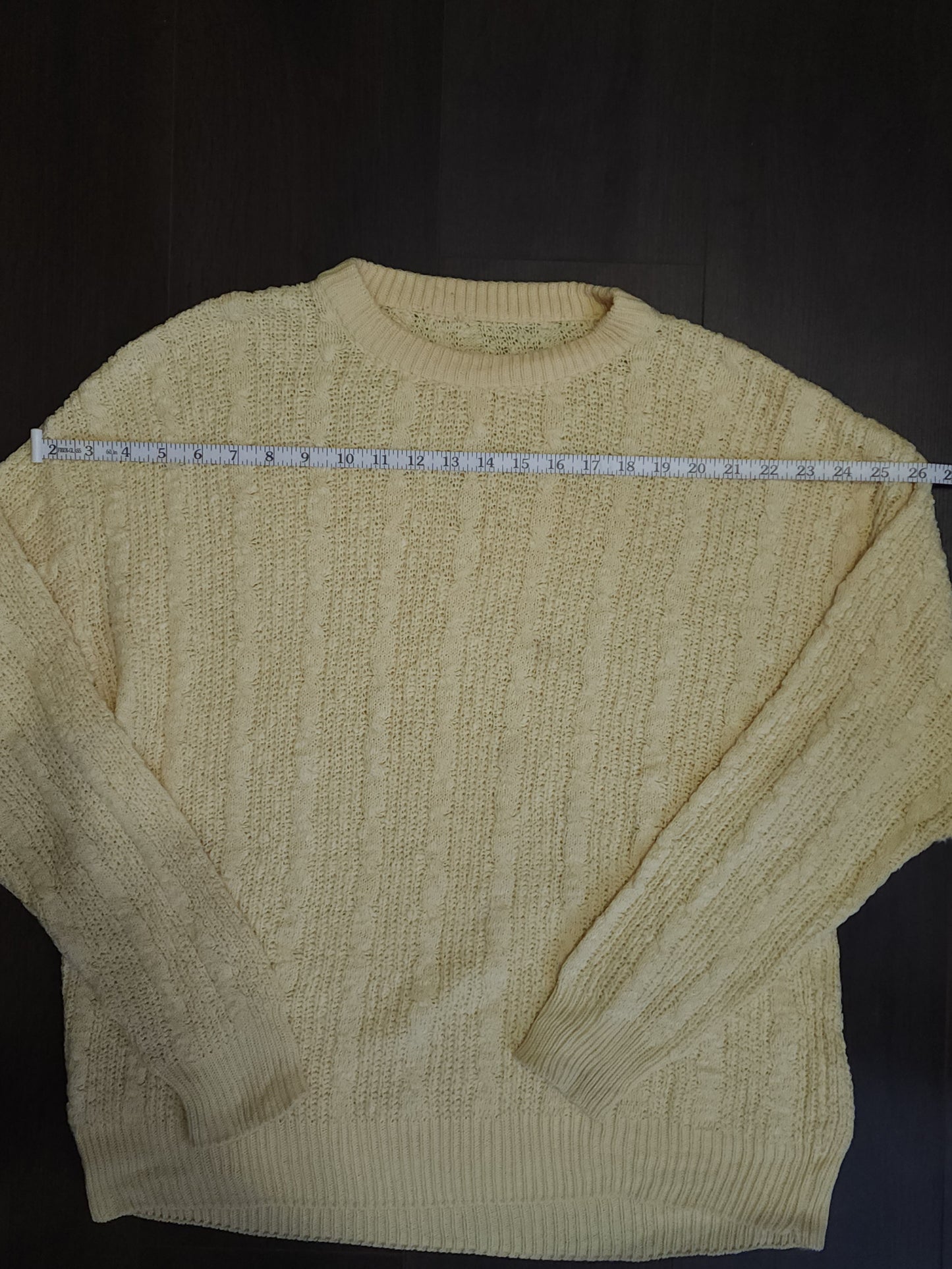 Pale Yellow Cable Designed Knitted Jumper