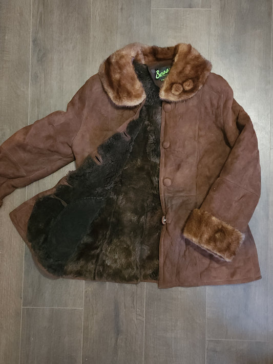 Vintage Sheepskin Shearling Leather Jacket