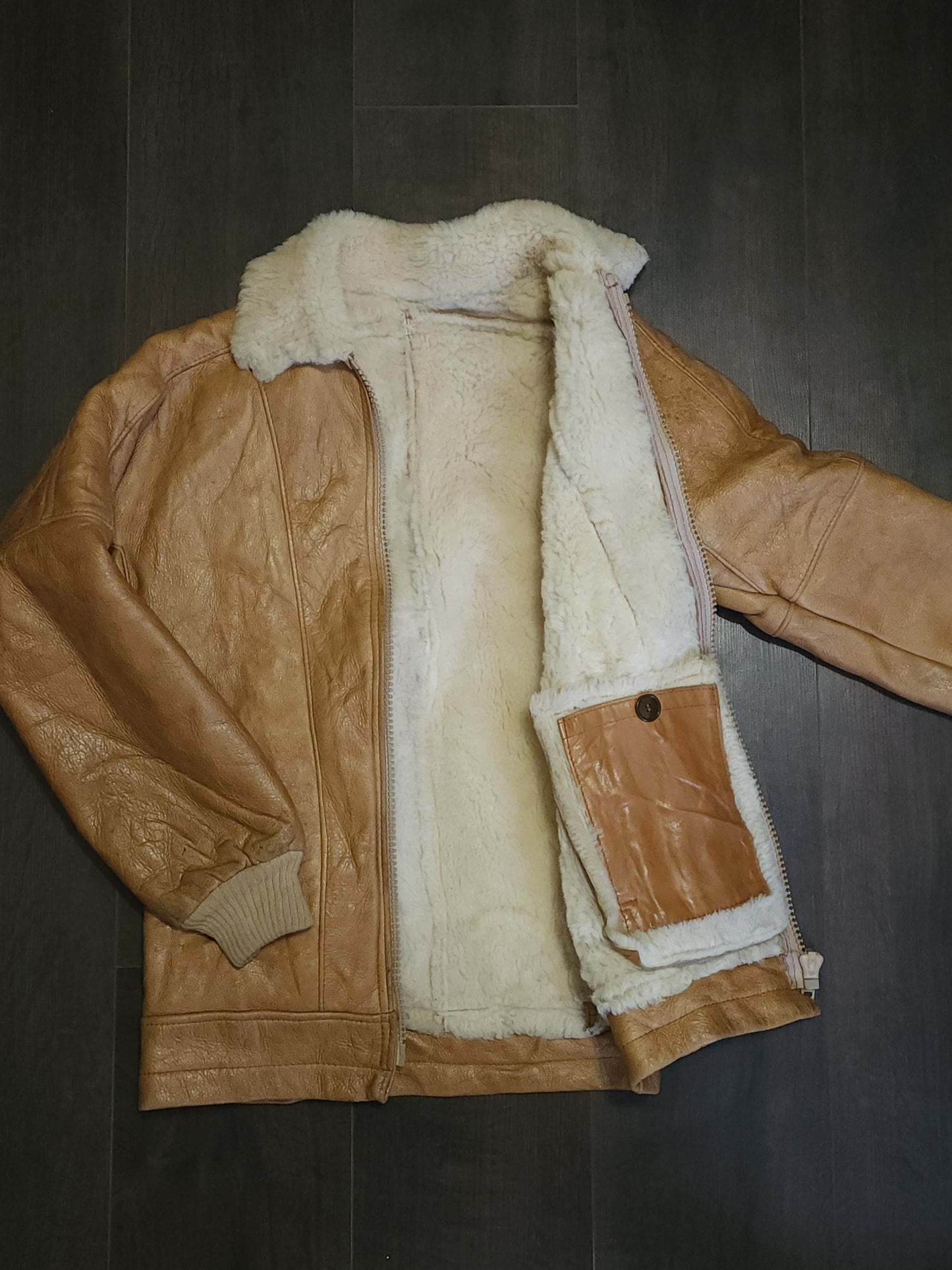 Vintage Sheepskin Shearling Leather Jacket