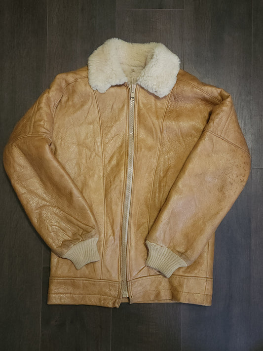 Vintage Sheepskin Shearling Leather Jacket