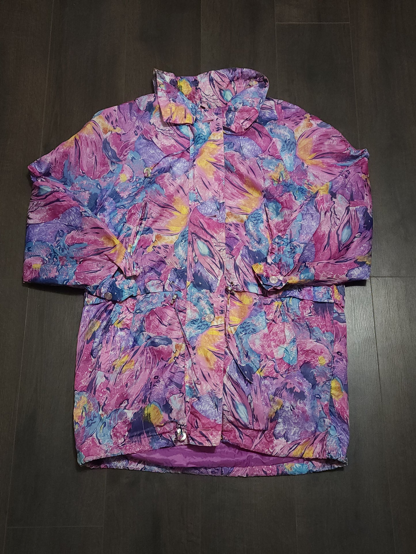 Vintage pink pattern long windbreaker