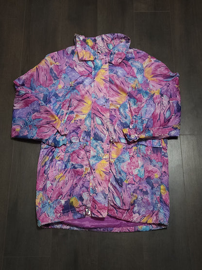 Vintage pink pattern long windbreaker