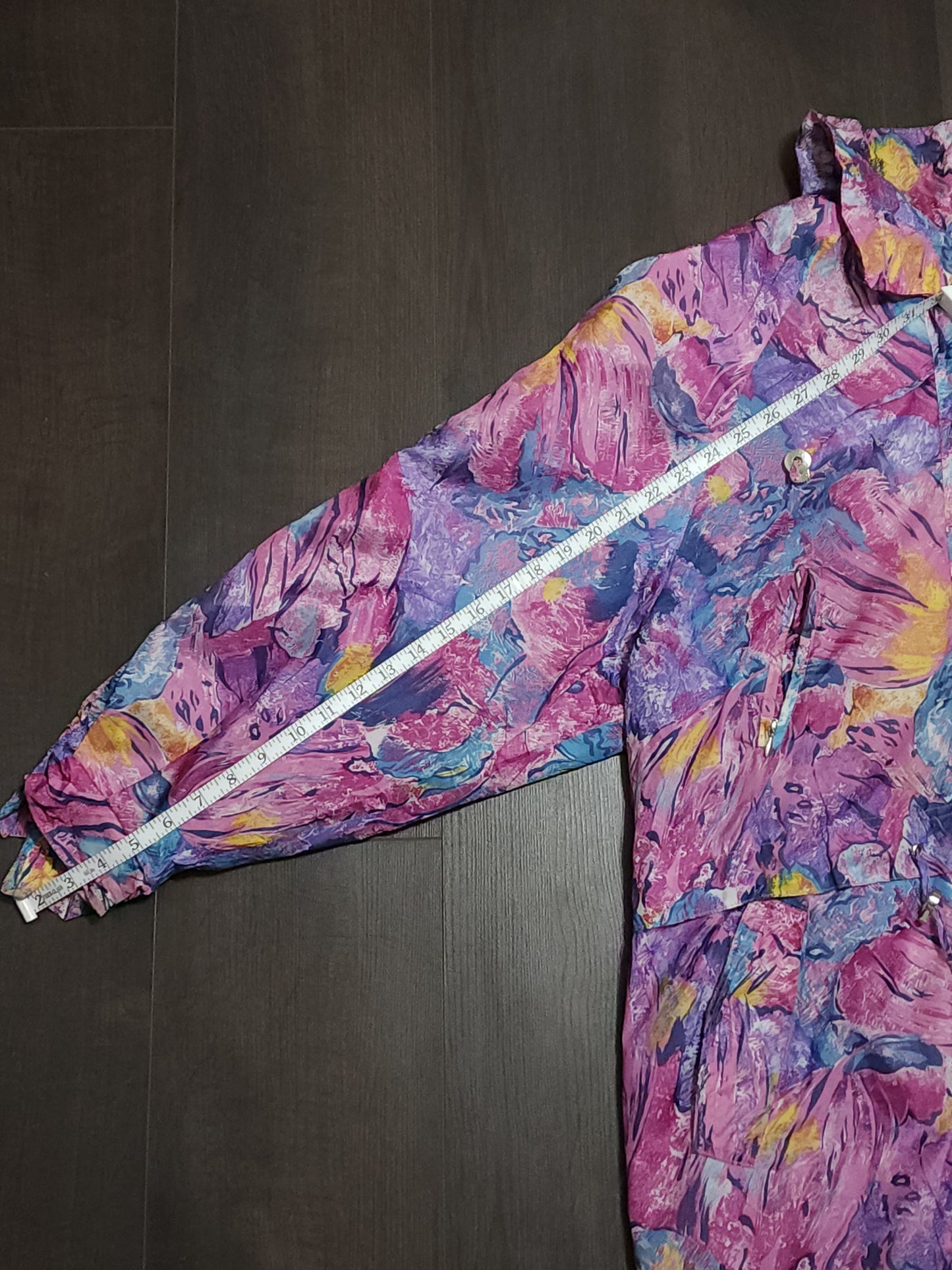 Vintage pink pattern long windbreaker