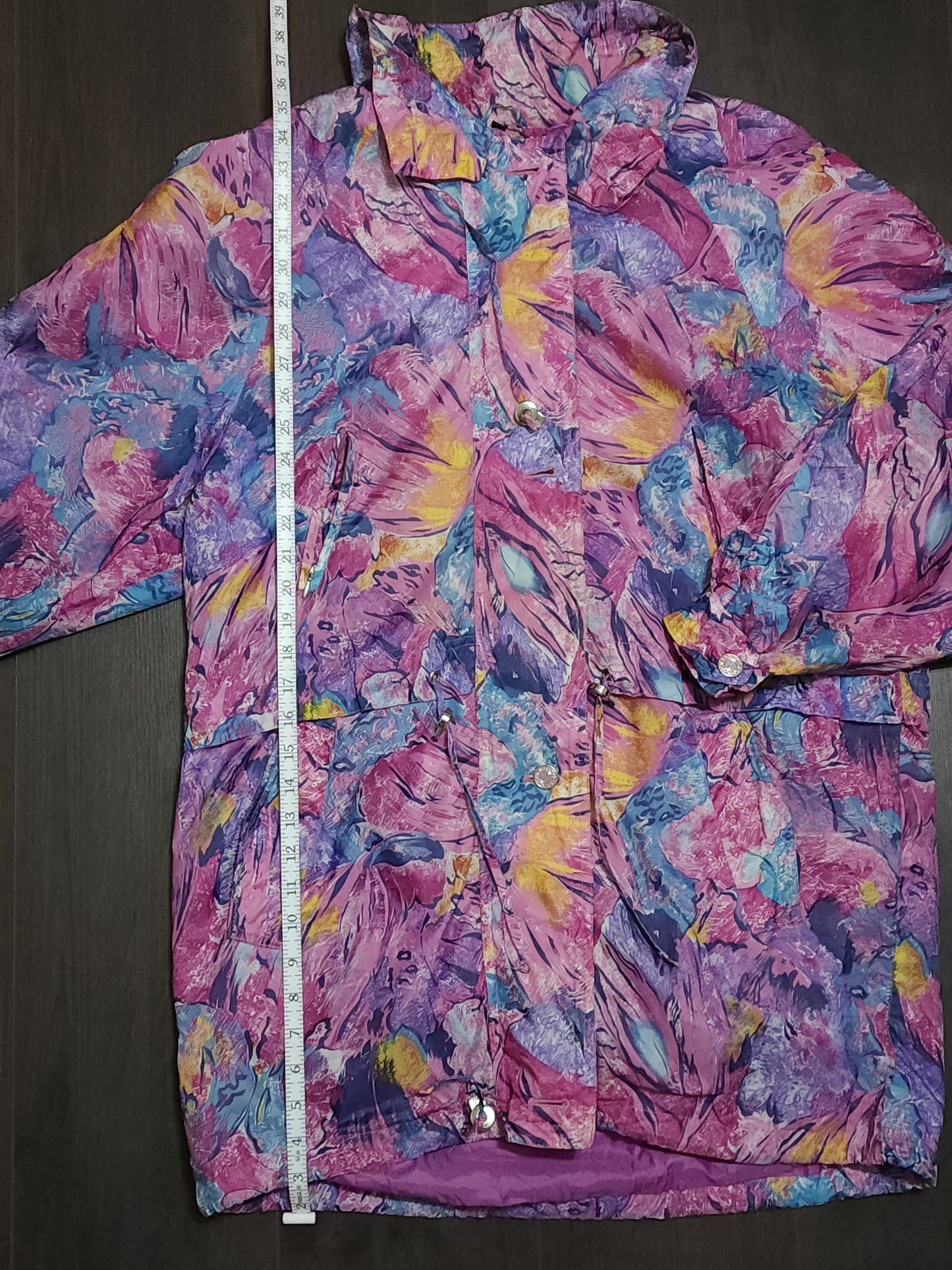 Vintage pink pattern long windbreaker