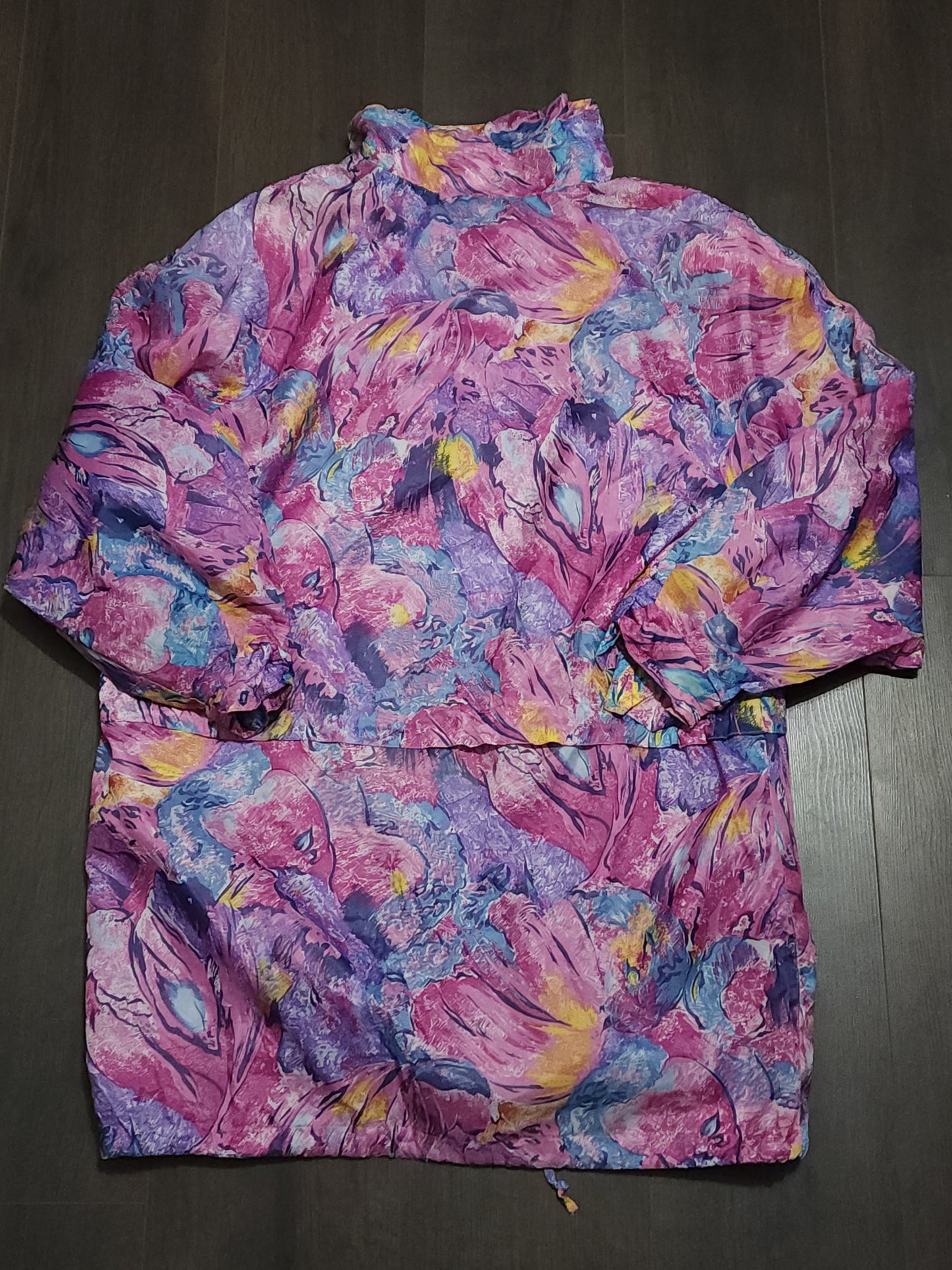 Vintage pink pattern long windbreaker