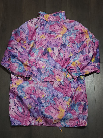 Vintage pink pattern long windbreaker