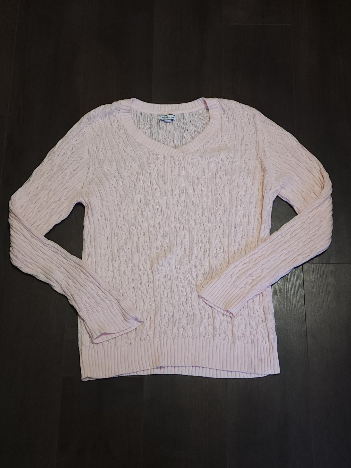 Croft & Barrow Pink Cable Designed Knitted Jumper