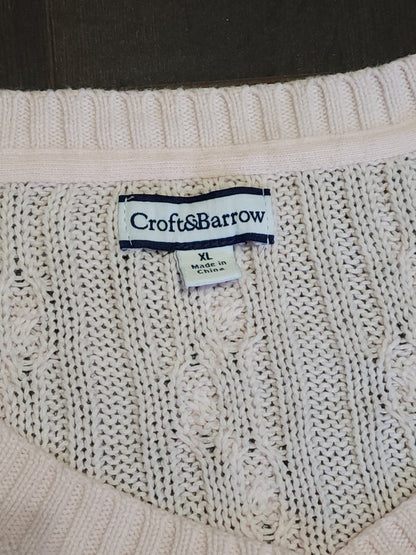 Croft & Barrow Pink Cable Designed Knitted Jumper