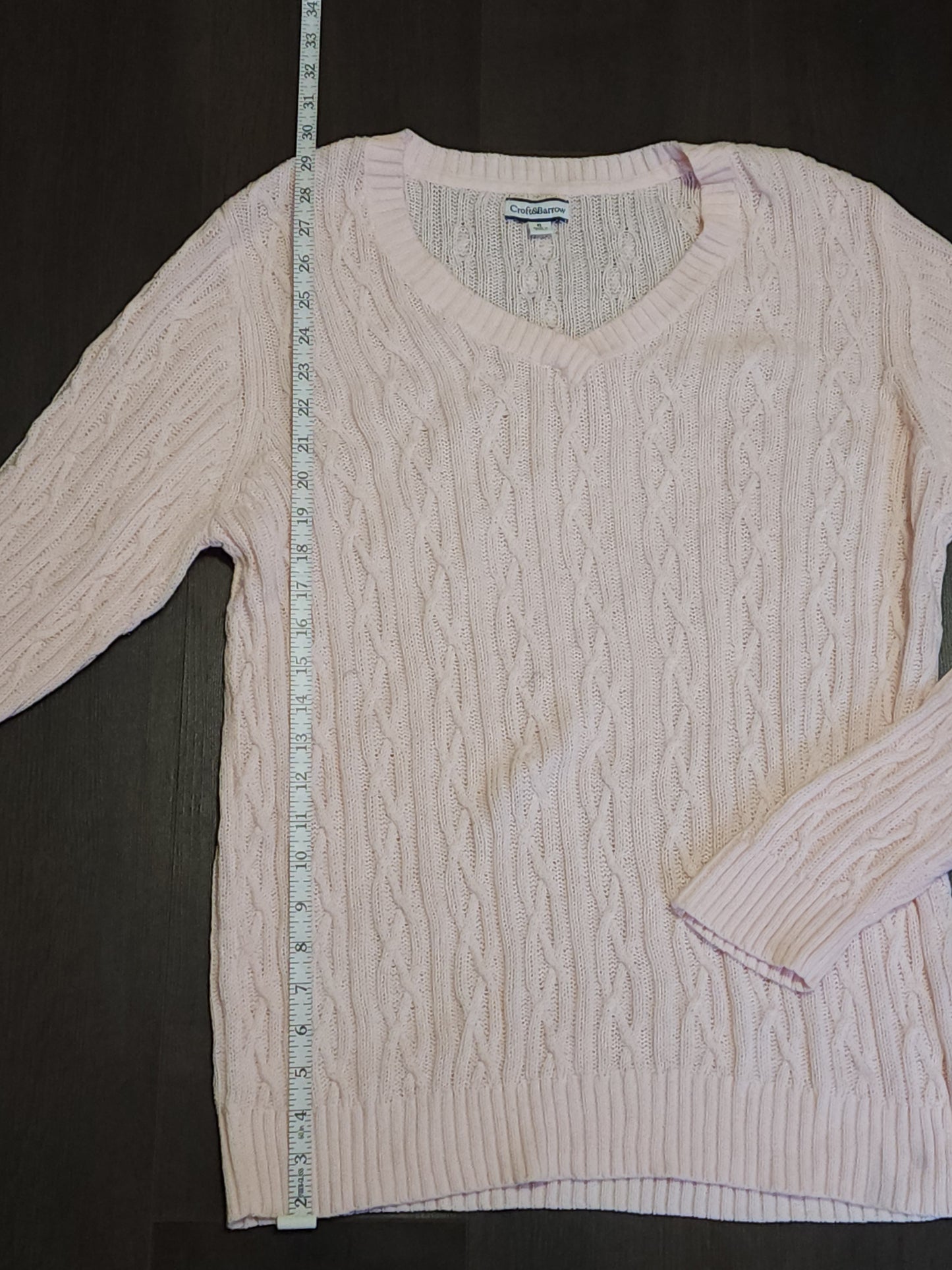 Croft & Barrow Pink Cable Designed Knitted Jumper