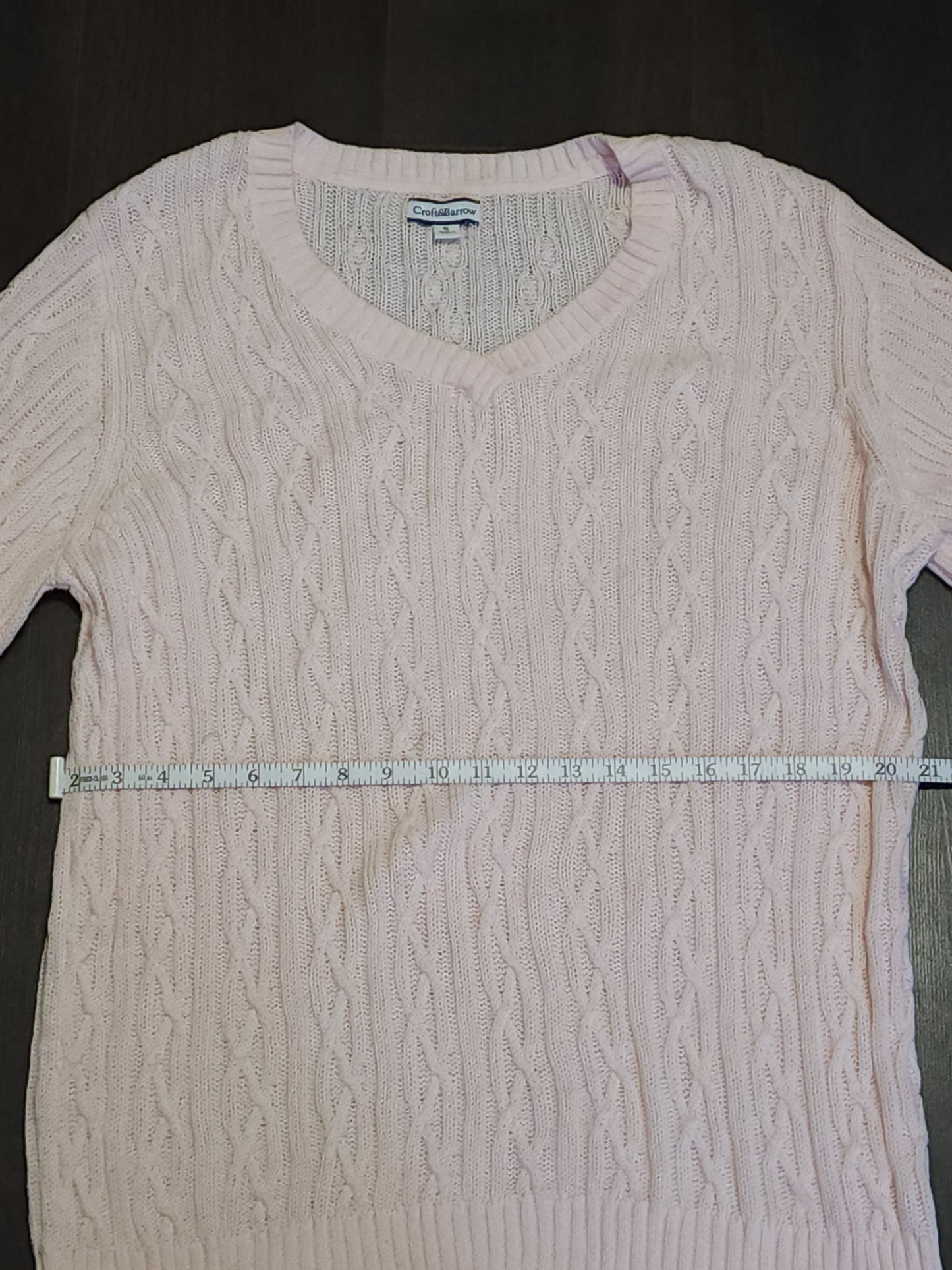 Croft & Barrow Pink Cable Designed Knitted Jumper