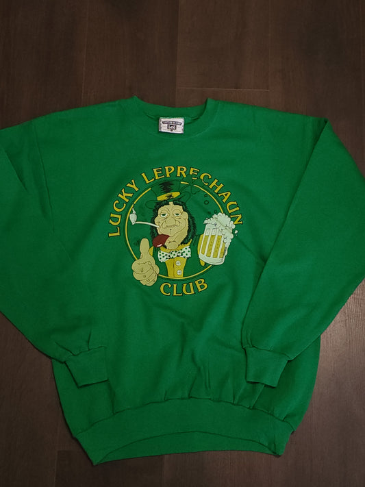 Lucky Leprechaun Club 90s Vintage Lee Crew Neck Cotton Sweatshirt