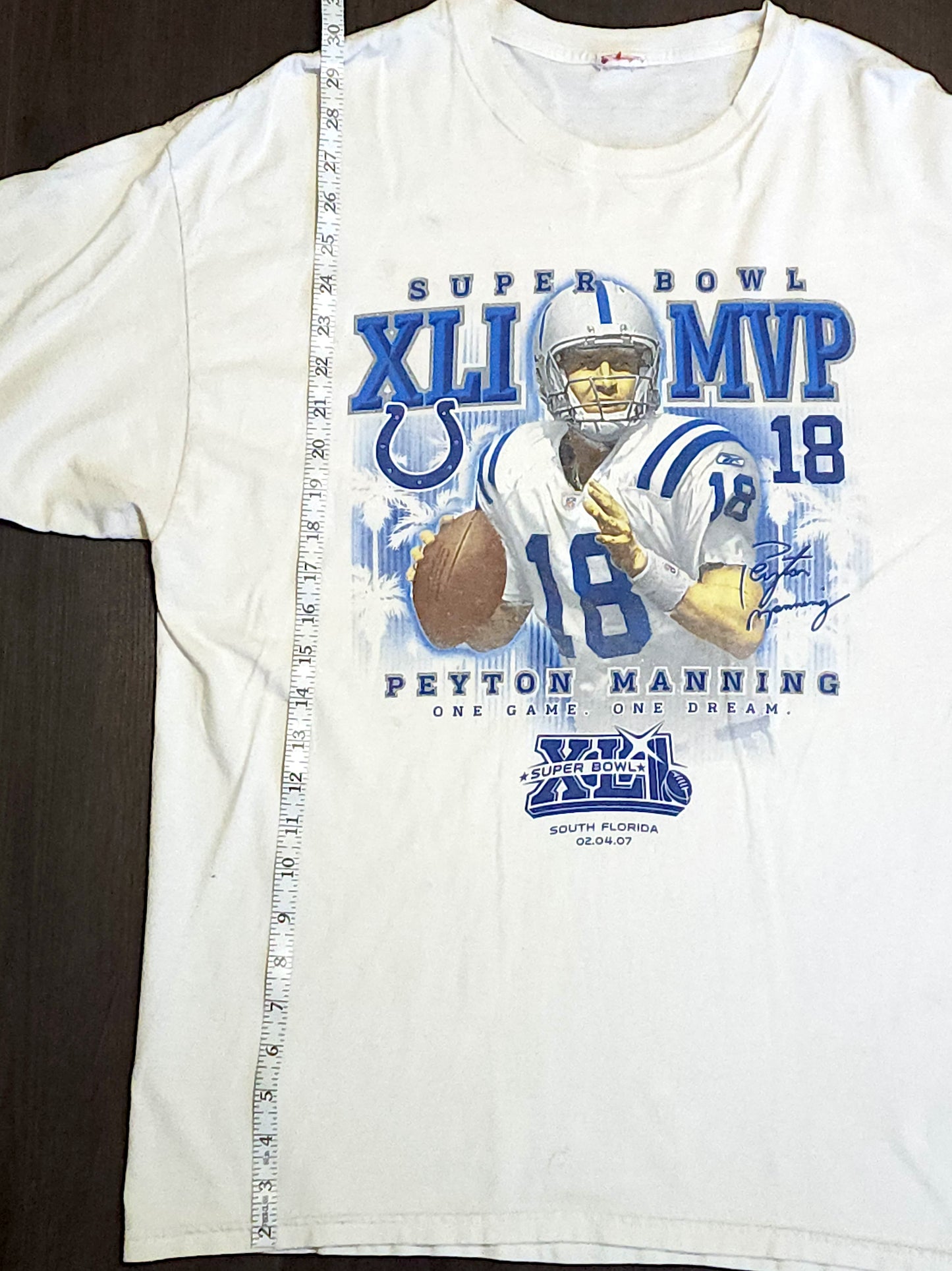 Vintage NFL Peyton Manning Colts Super Bowl 2007 MVP T-Shirt