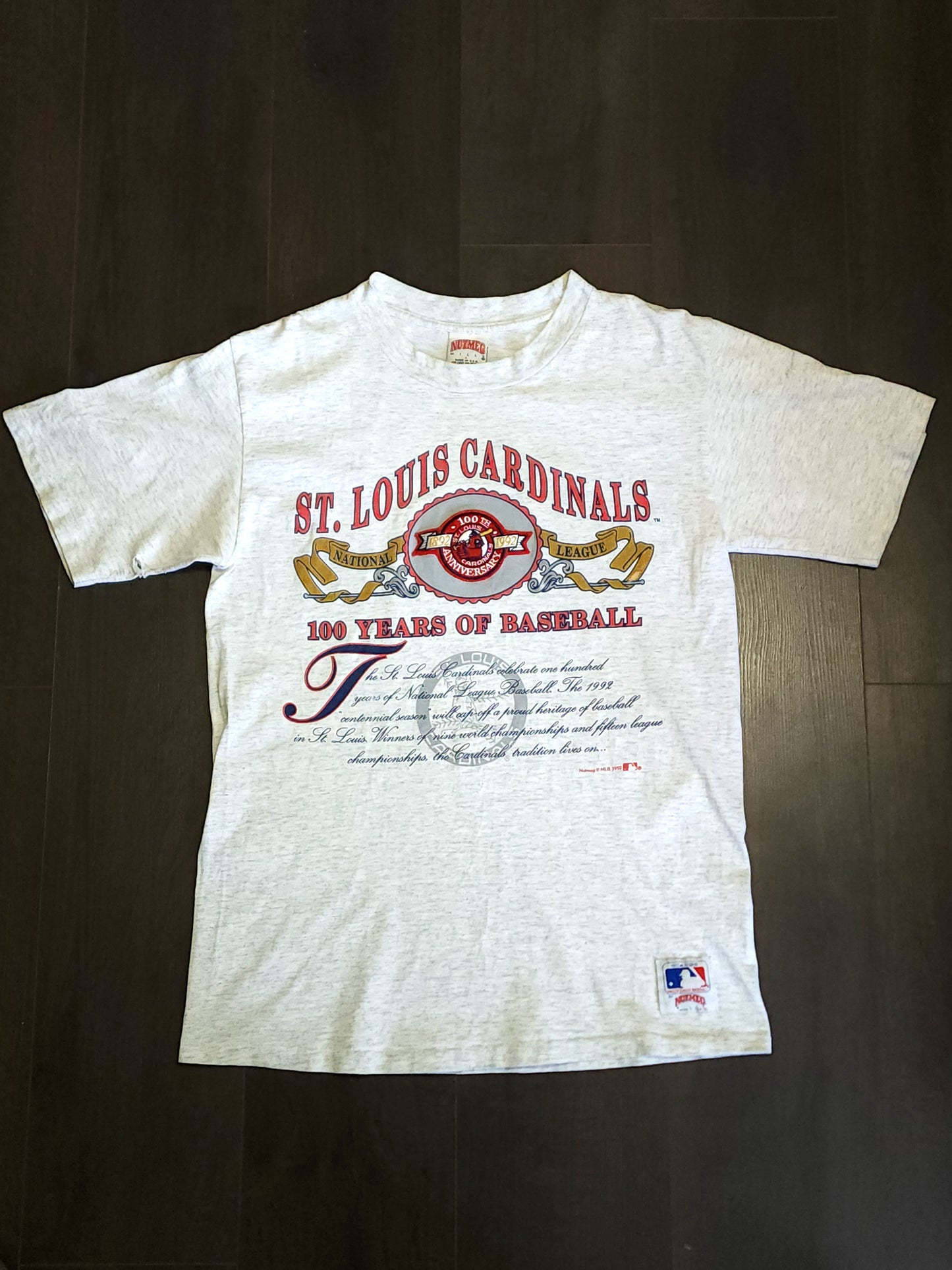 Vintage Nutmeg ST.Louis Cardinals 100 Years Of Baseball T-Shirt