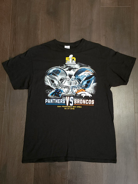 NFL Super Bowl 50 Panthers Vs Broncos Black T-Shirt